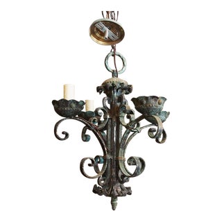 Italian Baroque Wrought Iron Chandelier For Sale