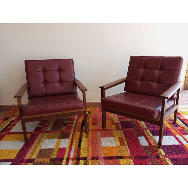 Teak and Leather Lounge Chairs by Illum Wilkelsø for Niels Eilersen, Denmark, 1960s, Set of 2 For Sale - Image 13 of 16