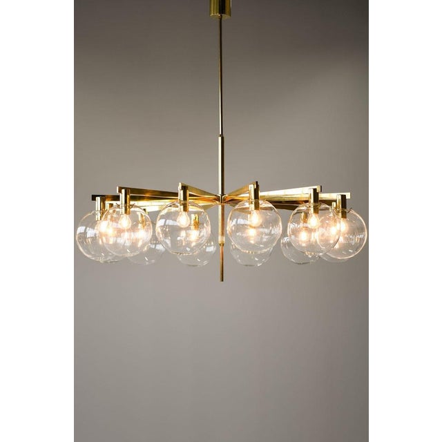 Metal Large Ceiling Lamp in Brass and Clear Glass attributed to Hans-Agne Jakobsson, 1950s For Sale - Image 7 of 14