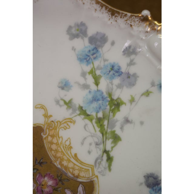 Antique a Klingenberg & Dwenger French Limoges Porcelain Floral Scalloped Plate For Sale - Image 4 of 13