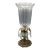 Hurricane Candle Holder Brass Base and Crystal Bowl With Hanging Crystals For Sale
