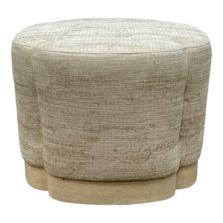 Contemporary Bernhardt Transitional Style Ivory Upholstered Ottoman For Sale