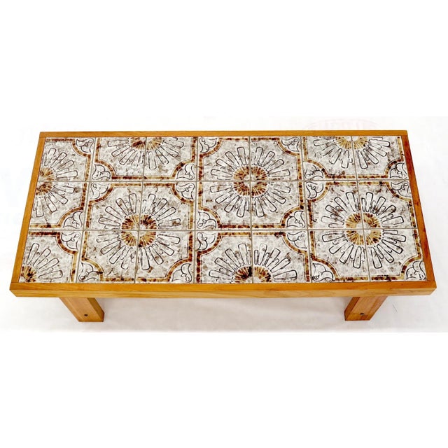 Mid-Century Modern Art Tile and Teak Rectangular Danish Mid-Century Modern Coffee Table For Sale - Image 3 of 10