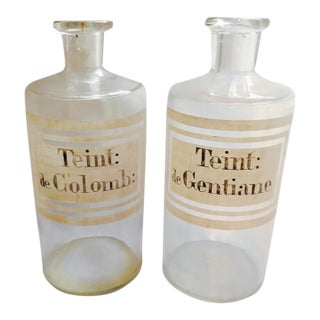 Late 19th Century French Enameled Apothecary Tincture Bottles – Pair For Sale