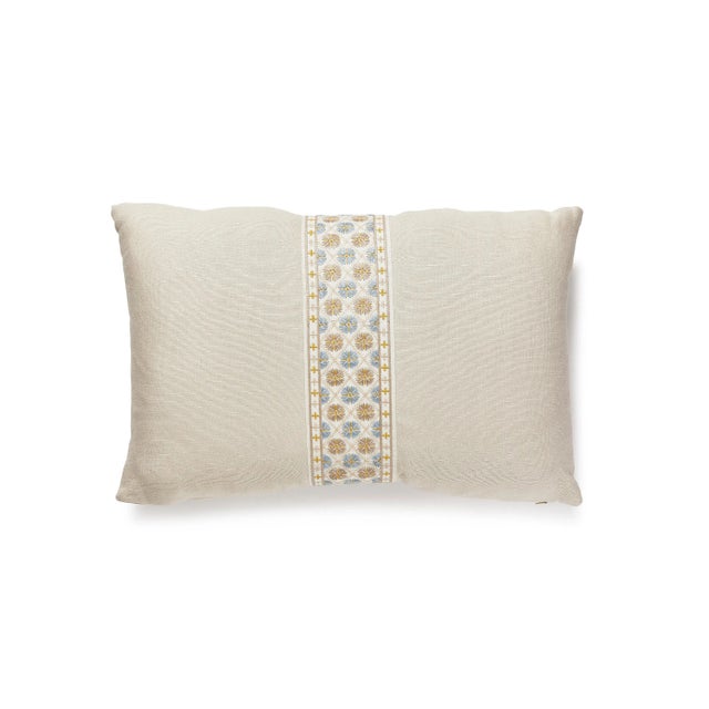 Contemporary The House of Scalamandré Toscana/Hansel Lumbar Pillow, Flax/Seaside For Sale - Image 3 of 3