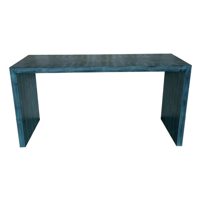 Emily Waterfall Console Table by Fabulous Things in Absolute Blue Faux Bois For Sale