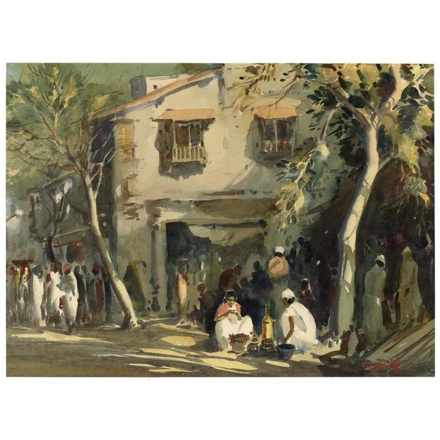 G.D. Paulraj, Indian Street Scene, Watercolor For Sale - Image 3 of 5