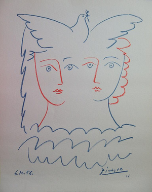 Pablo Picasso, Couple à la colombe, Lithograph