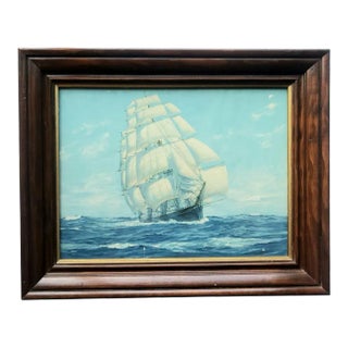 Mid Century Nautical Clipper Ship Art Seascape Print For Sale