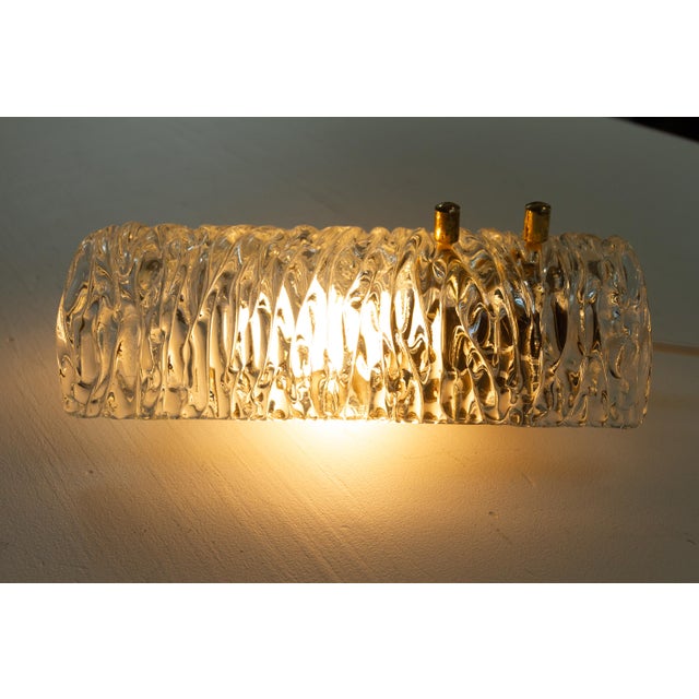 Mid-Century Swedish Glass and Brass Sconce attributed to Carl Fagerlund for Orrefors, 1960s For Sale - Image 14 of 15