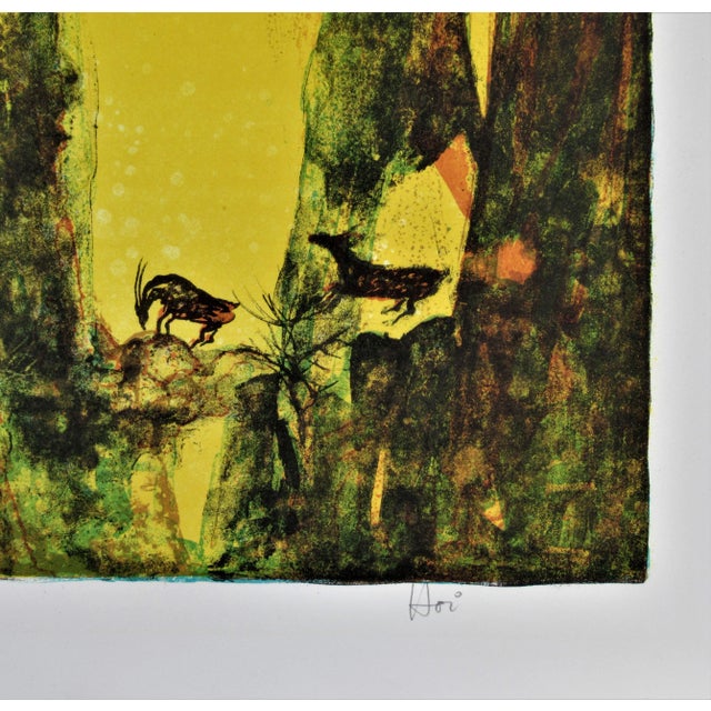 Late 20th Century Hoi Lebadang, Landscape with Deer Herds, Circa 1970 For Sale - Image 5 of 7