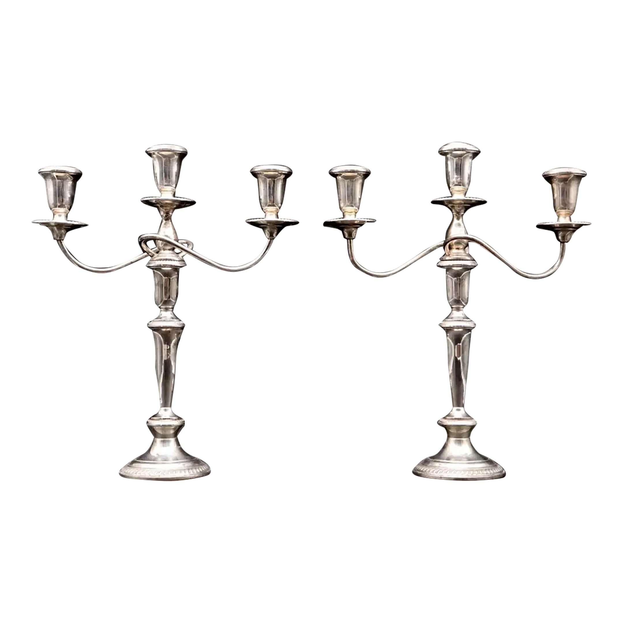 Pair of 1960s Reed & Barton Weighted Sterling Silver Candelabras