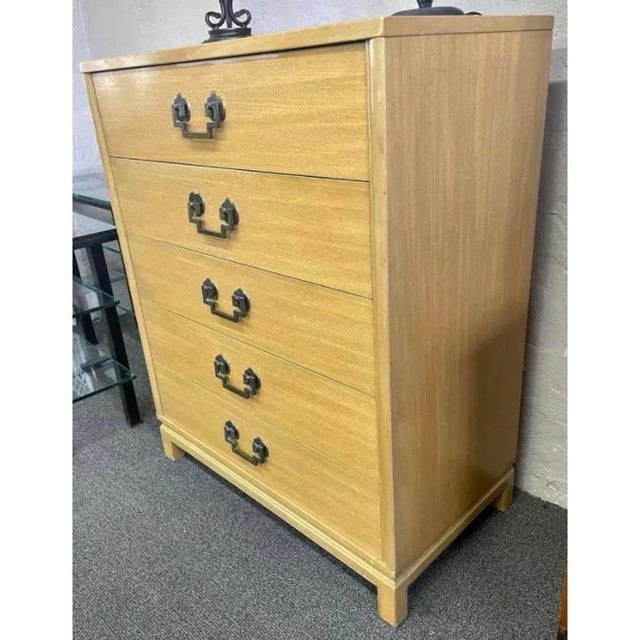 Tan 1950s Chinoiserie Highboy Dresser by Landstrom Furniture For Sale - Image 8 of 9