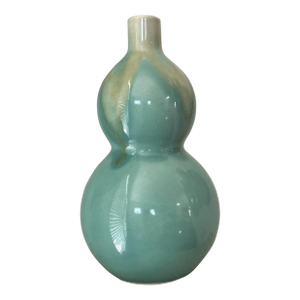 Circa 1960/1970 Double Gourd Drip Glaze-Style Earthenware Tokkuri Aka Sake Vessel, Japan