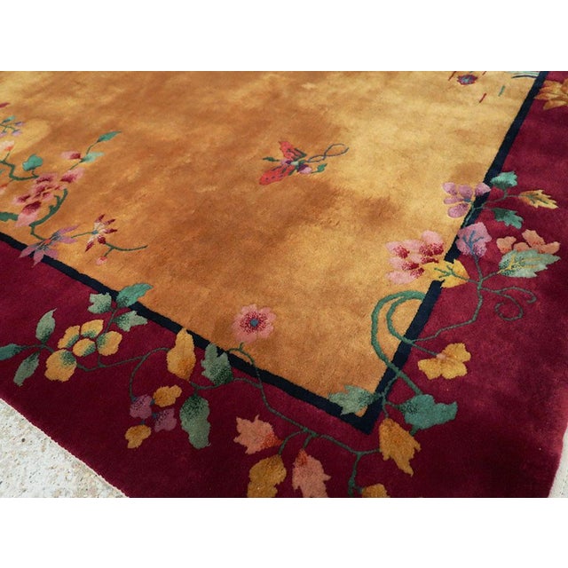 Camel Galerie Shabab Collection Mid-20th Century Handmade Chinese Art Deco Accent Carpet For Sale - Image 8 of 10