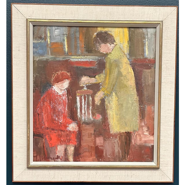 Mid-Century Modern Ingeborg Strangell, Conversation, 1960s, Oil on Canvas, Framed For Sale - Image 3 of 18