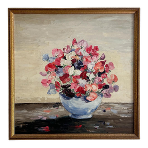 American School, 20th Century, Still Life of a Bowl of Flowers, Oil on Canvas