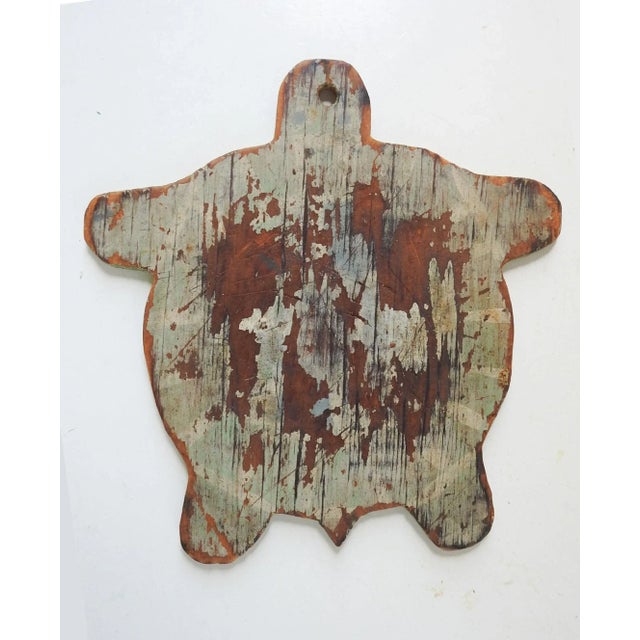 American Vintage Folk Art Turtle Shape Wood Plaque For Sale - Image 3 of 3