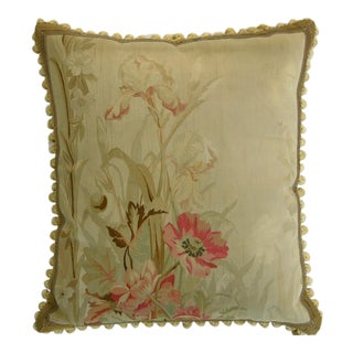 Circa 1860 Antique French Aubusson Tapestry Pillow For Sale