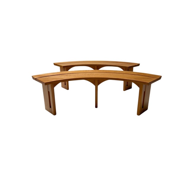 Curved Benches S38A by Pierre Chapo for Ebenisterie Seltz, France, 1970s, Set of 2 For Sale - Image 6 of 12