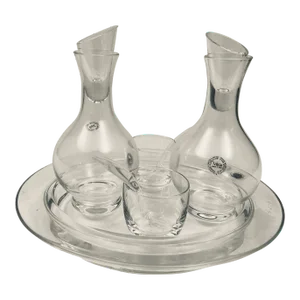 Angelo Mangiarotti for Vilca Crystal Italy Olive Oil Vinegar Table Top Set