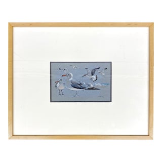 Original William Timmins (American, 1915–1985) Seagulls Painting — Mid‑20th‑Century Monterey Coastal Scene For Sale