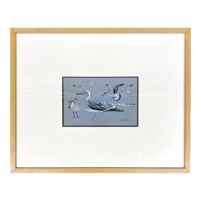 Original William Timmins (American, 1915–1985) Seagulls Painting — Mid‑20th‑Century Monterey Coastal Scene For Sale