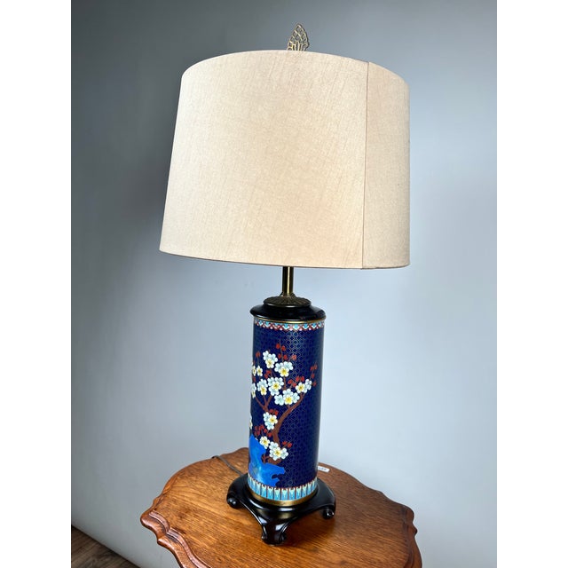 Vintage Japanese Cloisonné Cylinder Table Lamp by Knob Creek For Sale In Boston - Image 6 of 9