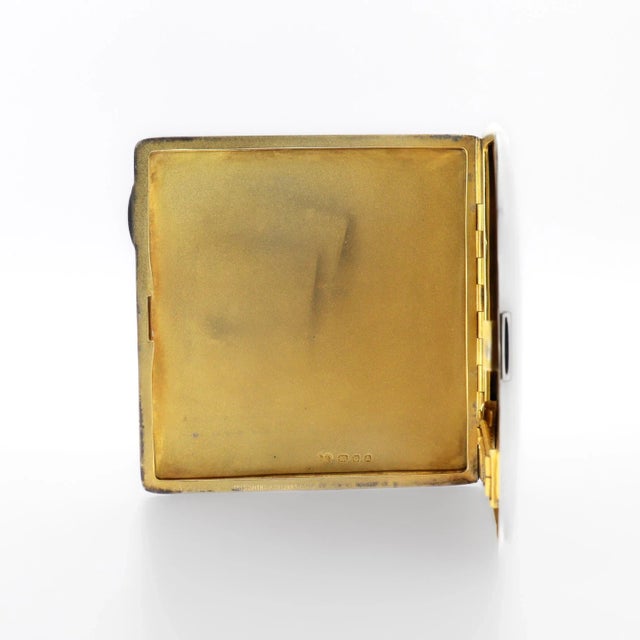 Art Deco English Sterling Silver & Guilloche Enamel Cigarette Case, 1936 For Sale - Image 12 of 17