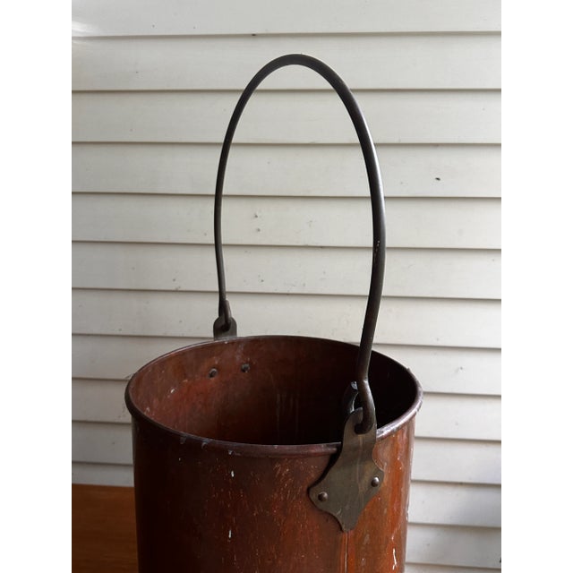 American Very Large Primitive Style Copper Bucket For Sale - Image 3 of 8