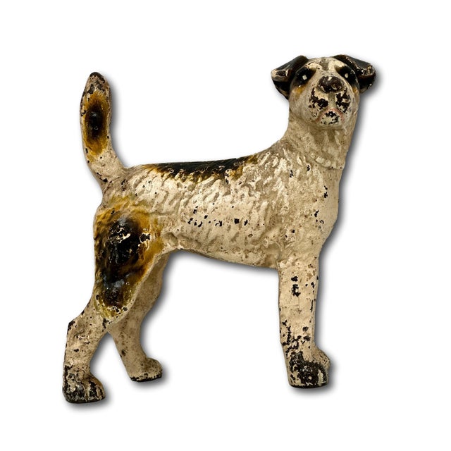 1930s Vintage 1930s American Hubley Manufacturing Company Cast Iron Fox Terrier Dog Doorstop For Sale - Image 5 of 18