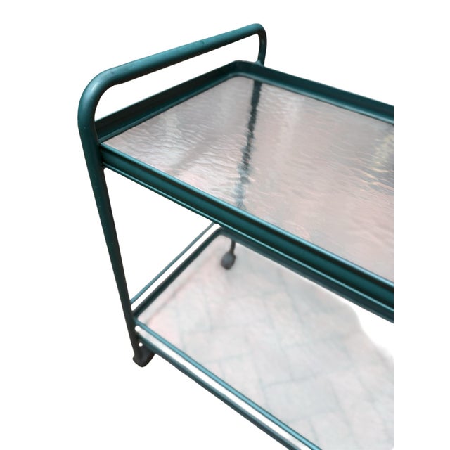 Mid-Century Modern Green Tamiami Barcart Midcentury Modern Barcart Green Brown Jordan For Sale - Image 3 of 12