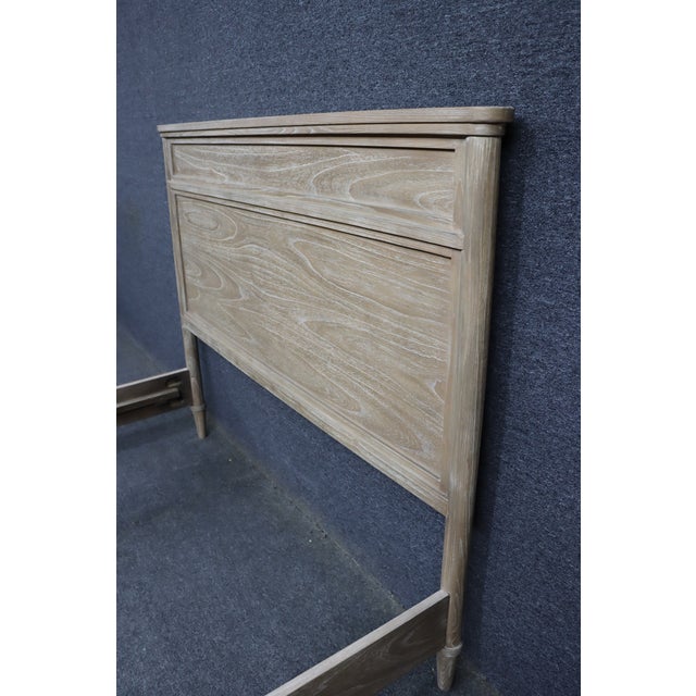 Contemporary Whitewashed Oak Queen Panel Bed Frame For Sale - Image 11 of 14