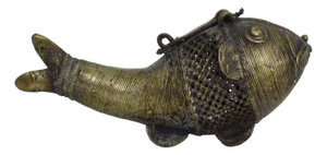 Dhokra Brass Fish Incense Burner, India, 19th Century