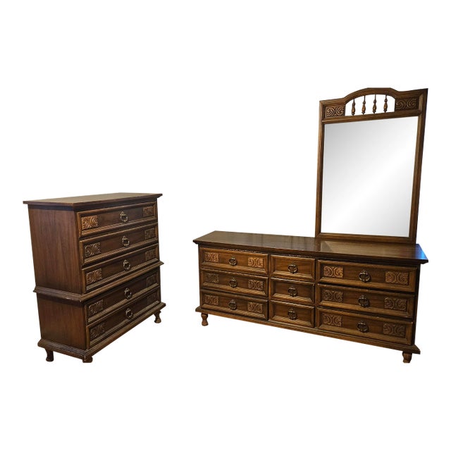 1970s Dixie Double Dresser and Chest Set of 2 Chairish