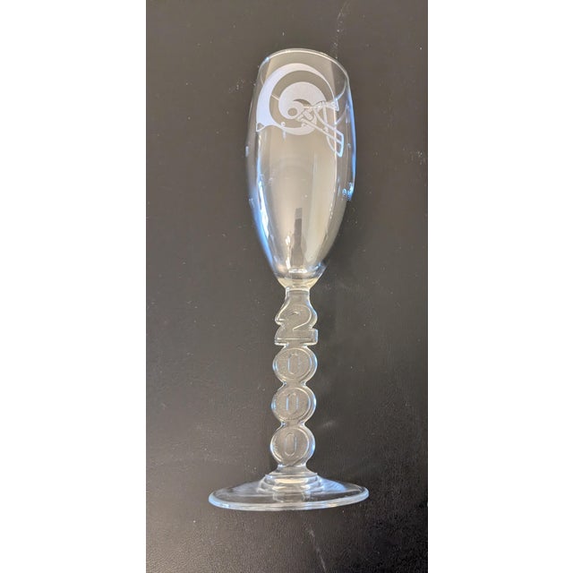 1990s Vintage St. Louis Rams 2000 Super Bowl Era Champagne Flutes - A Pair For Sale - Image 5 of 11
