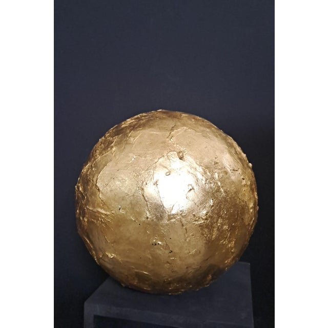 2020s Chinese Papier-Mâché Golden Sphere (14,96 In) For Sale - Image 5 of 5
