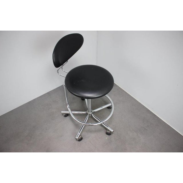 Industrial Adjustable Chrome Swivel Office Chair on Casters, Czechoslovakia, 1980s For Sale - Image 3 of 13