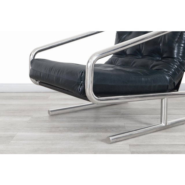 Mid-Century Modern Leather and Aluminum Lounge Chairs For Sale - Image 9 of 13