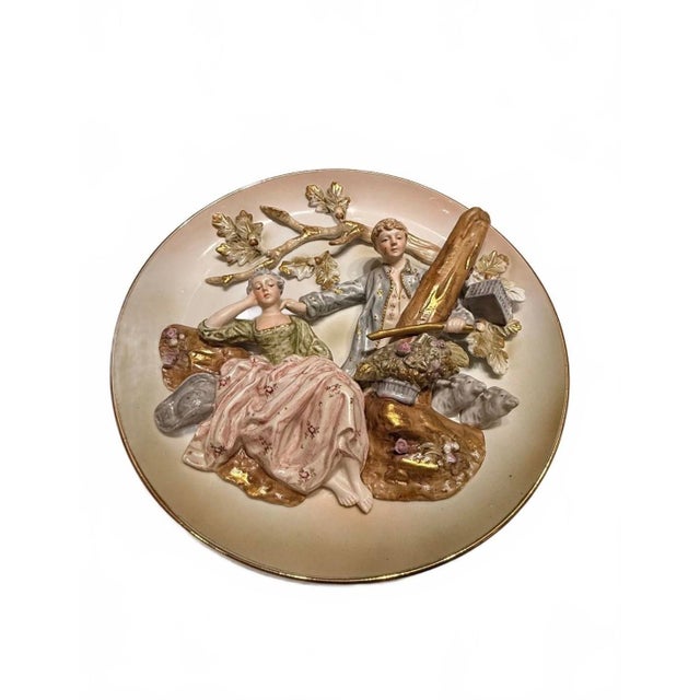 Add a touch of romantic neoclassical charm to your gallery wall with this exquisite mid-century 3D relief porcelain...