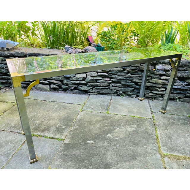 Vintage Chrome Console Table Maison Jansen For Sale - Image 11 of 12