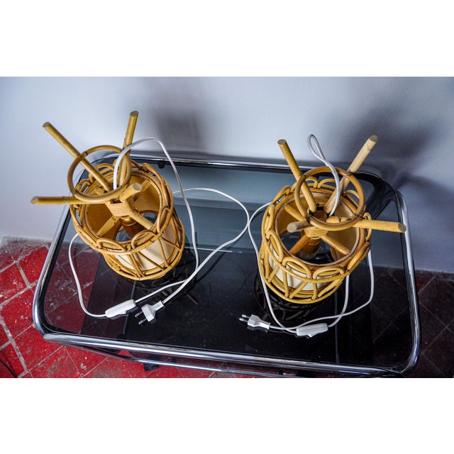Gold Rattan Table Lamps, 1960, Set of 2 For Sale - Image 8 of 9