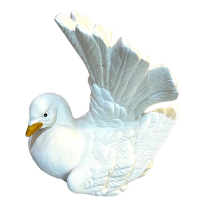 White Plaster Painted Bird Statue / Figurine