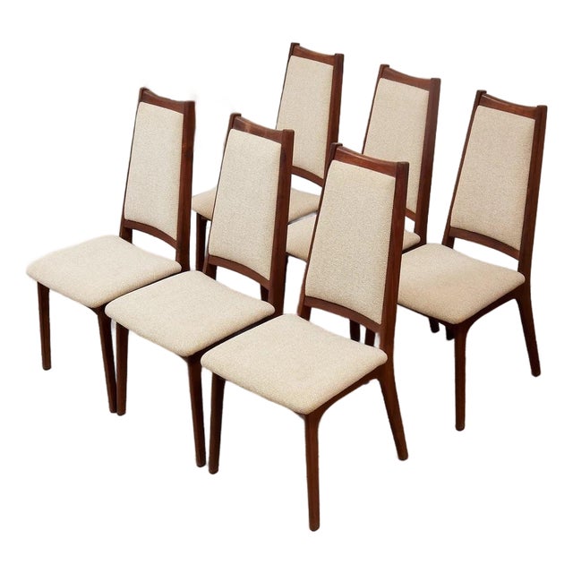 Restored Vintage Mid Century Dining Chairs Set of Six. For Sale
