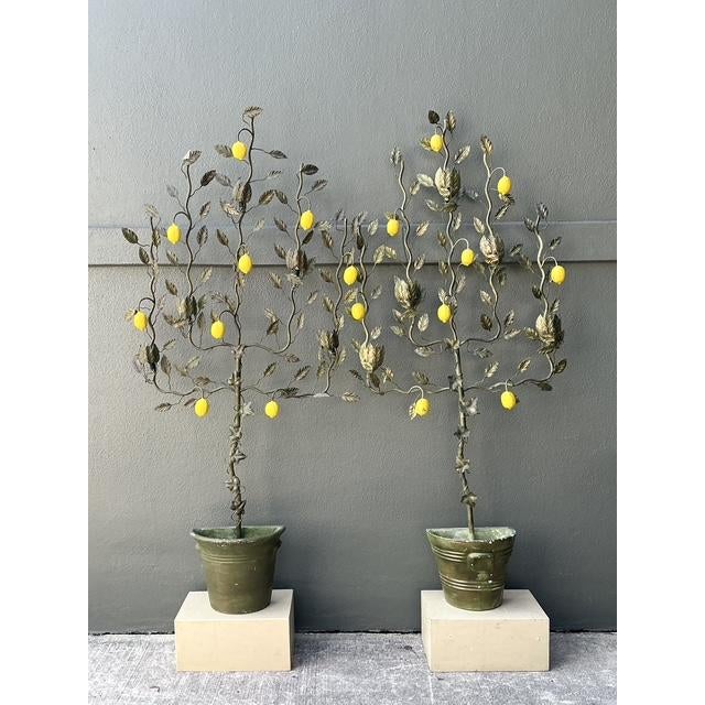 Vintage Italian Lemon Tole Tree Lights - A Pair For Sale - Image 9 of 12