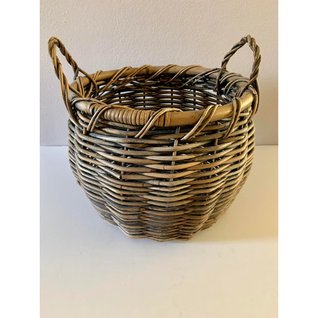 Vintage Large Woven Harvest Basket For Sale - Image 11 of 11