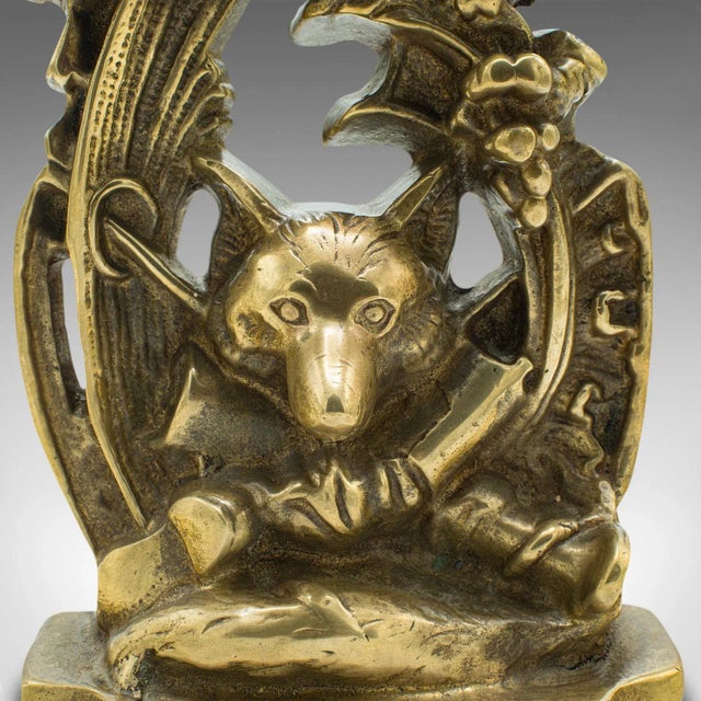 Brass 1890s Victorian Antique Decorative Fox Doorstop, English, Door Keeper, Country House For Sale - Image 8 of 11