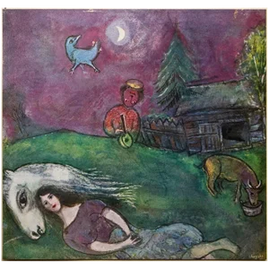 1947 After Marc Chagall, "In the Shadow of Dreams" First Edition Period Offset Lithograph