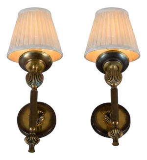 Vintage Brass Wall Lights, 1940s, Set of 2