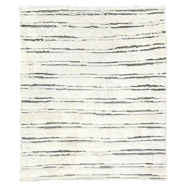 Weighton Ivory/Dark Gray Hand knotted Wool Area Rug - 12'x15' For Sale